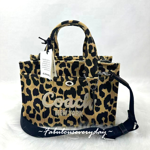 Coach Cargo Tote Bag 26 Crossbody With Leopard Print In Canva CP769 + Dust Bag - Picture 1 of 10